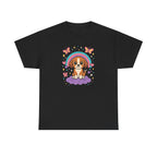 Cute Puppy Beagle Above Rainbow Cloud Design Graphic T-Shirt