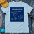 Shetland Sheepdog Blueprint T-Shirt in Light Blue
