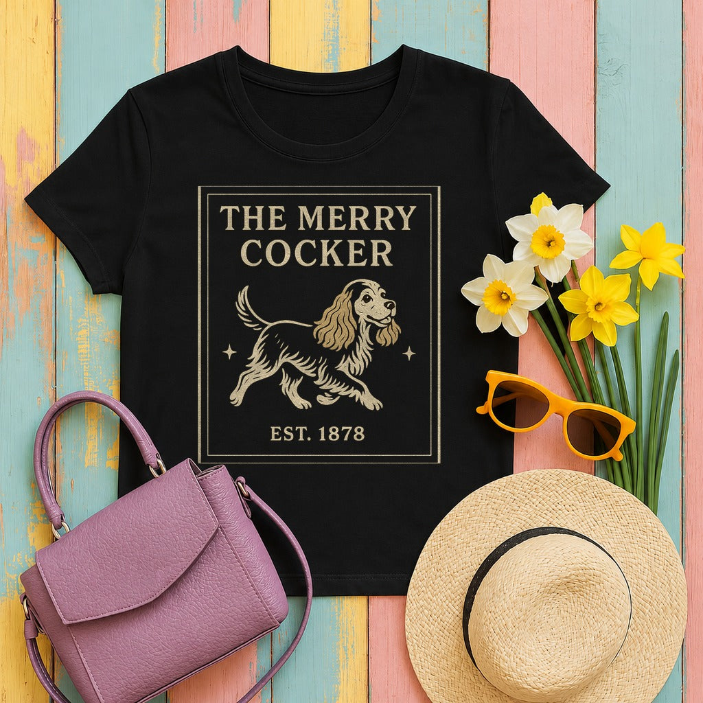 The Merry Cocker Tee in Black