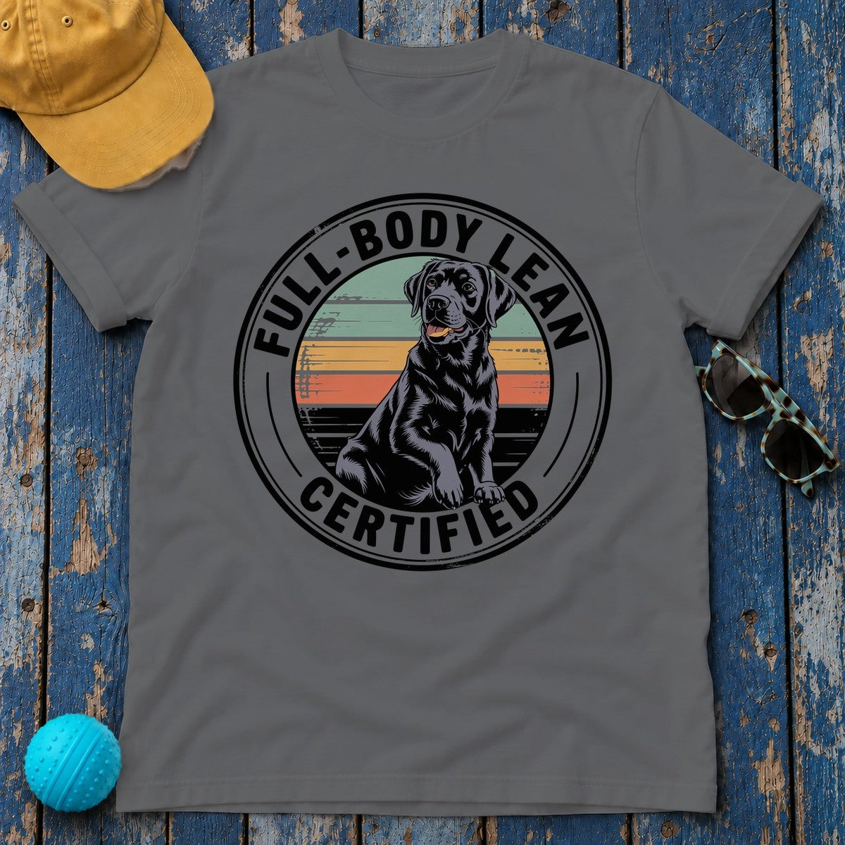 Full-Body Lean Certified Black Labrador T-Shirt in Graphite Heather