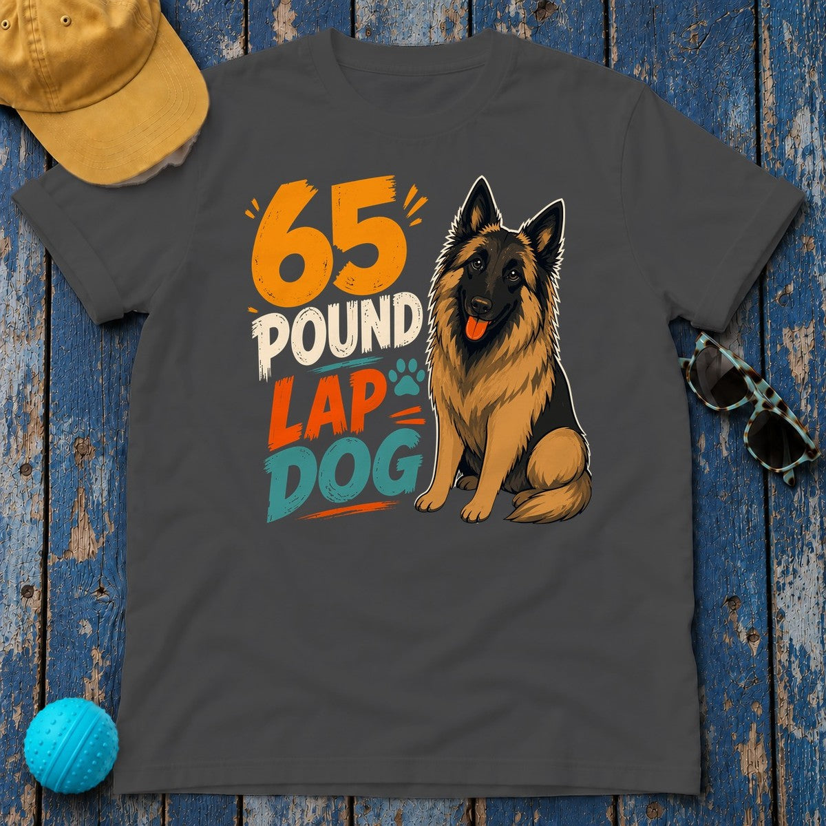 65 Pound Lap Dog Tervuren T-Shirt in Dark Heather