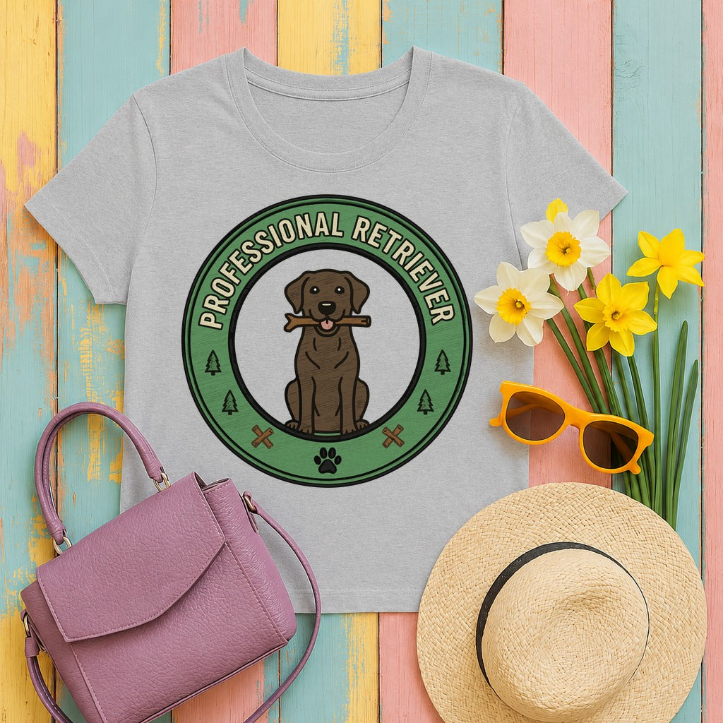 Professional Retriever Chocolate Labrador T-Shirt in Sport Grey