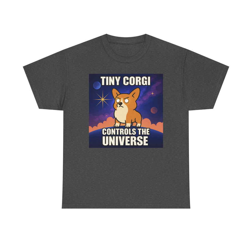 Tiny Corgi Controls the Universe Graphic Design T-Shirt