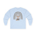 Cute Corgi with Rainbow Stars Long Sleeve Tee in Light Blue