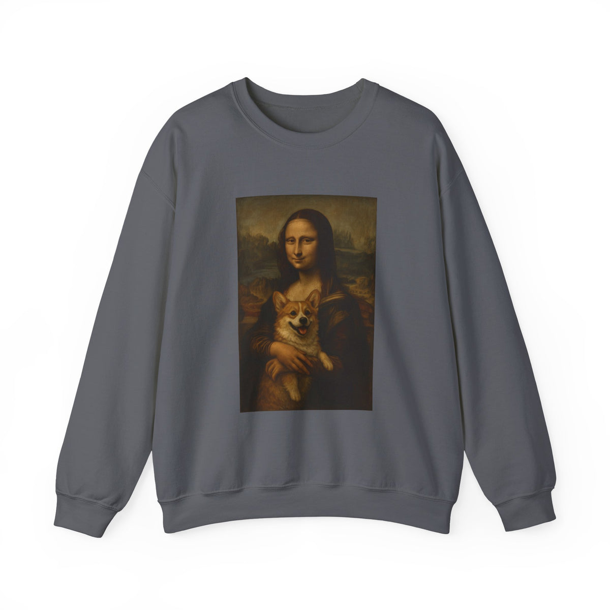 Mona Lisa and Corgi Fine Art Portrait Funny Meme Sweatshirt
