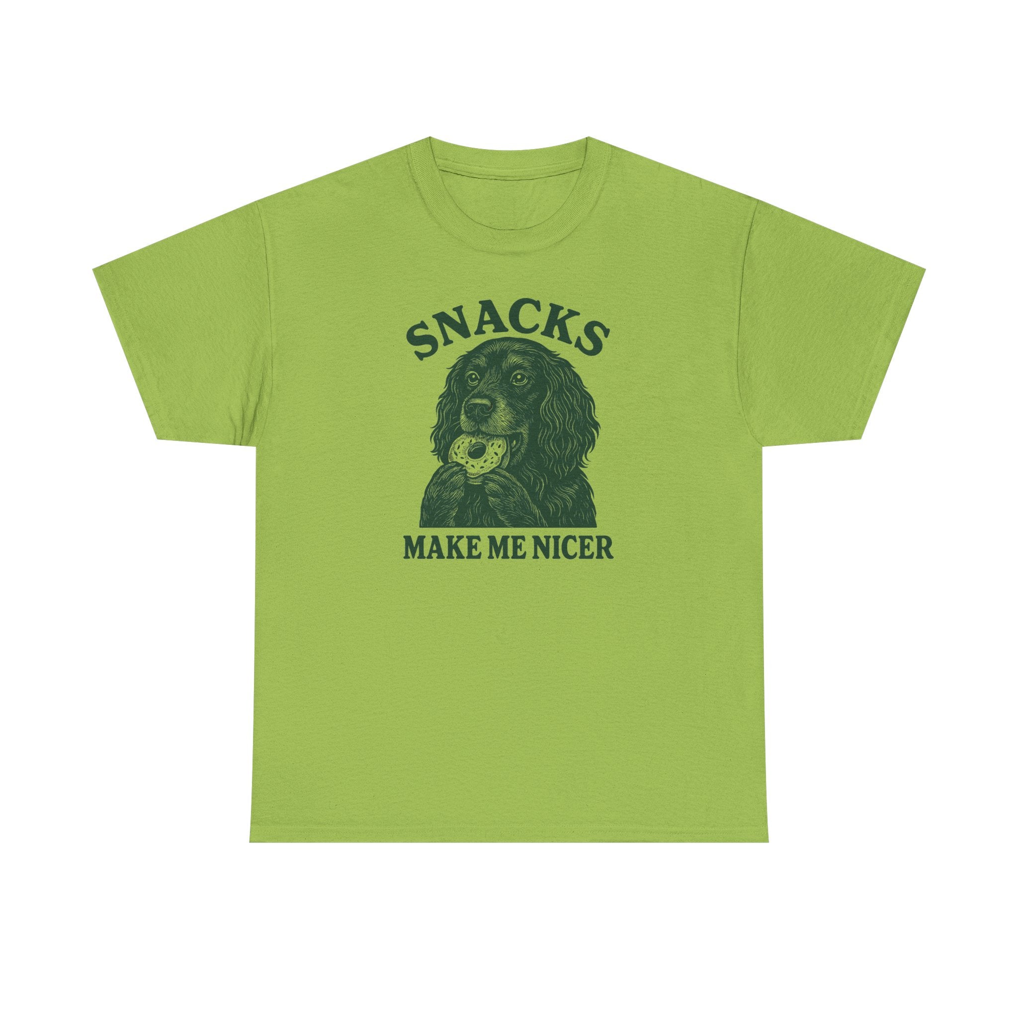 Snacks Make Me Nicer Gordon Setter with Donut Funny Foodie T-Shirt