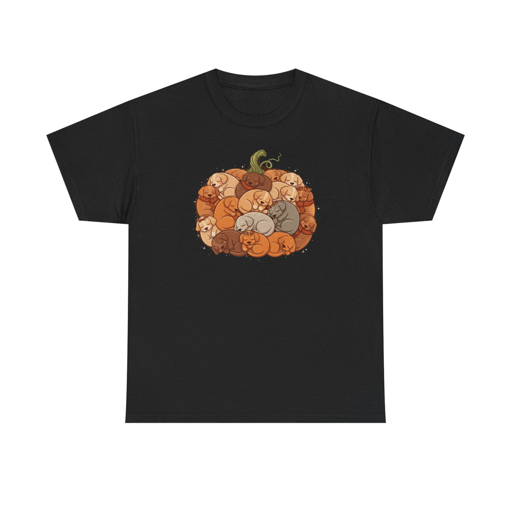 Pumpkin Full of Cute Sleeping Puppies Autumn Vibes T-Shirt