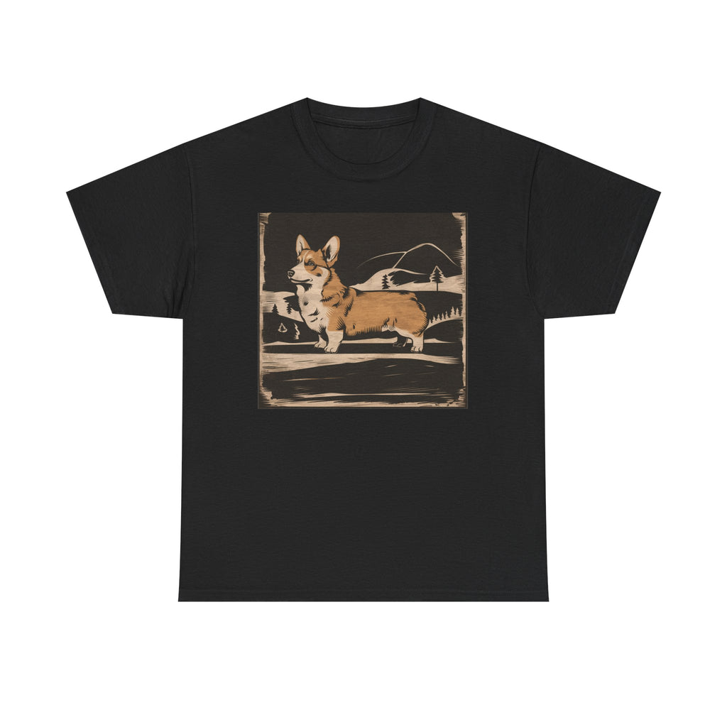 Cute Corgi with Mountains Design T-Shirts