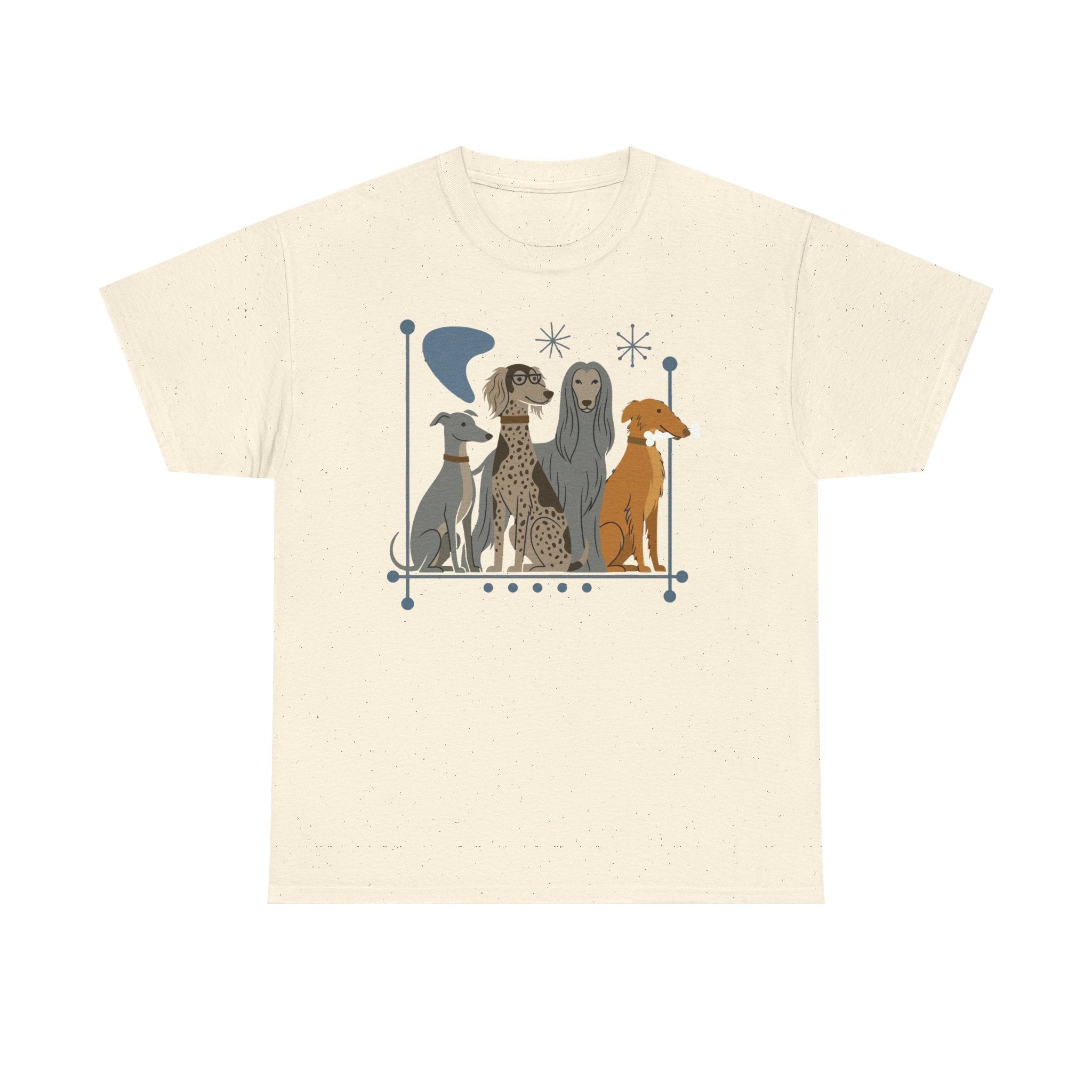 Greyhound, Whippet, Borzoi and Saluki Atomic Sight Hounds Mid-Century Modern t-shirt, view 6