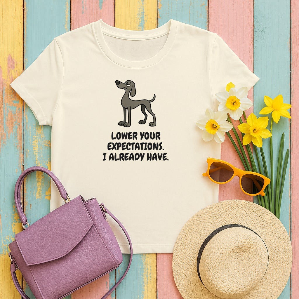 Weimaraner Lower Your Expectations Tee in Natural