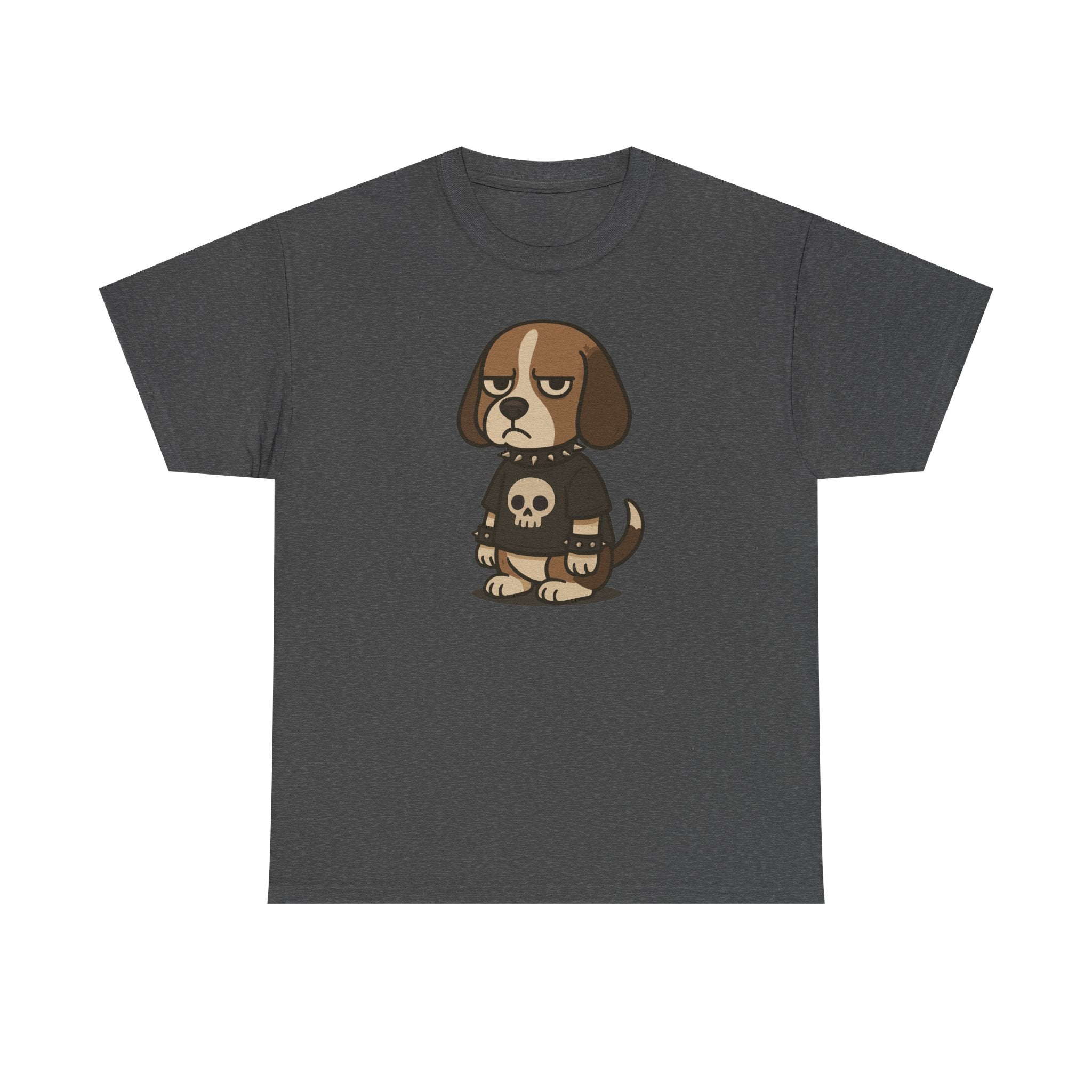 Goth Punk Beagle With Spiked Collar and Skull T-Shirt