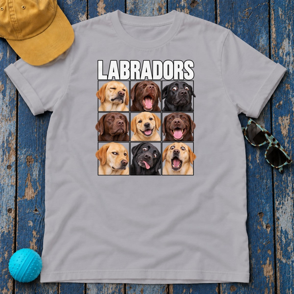 Labradors Nine Faces T-Shirt — Athletic Heather