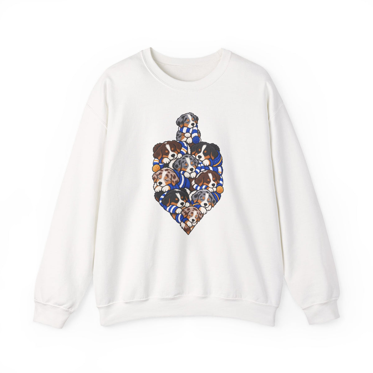 Australian Shepherd Hanukkah Dreidel sweatshirt in White
