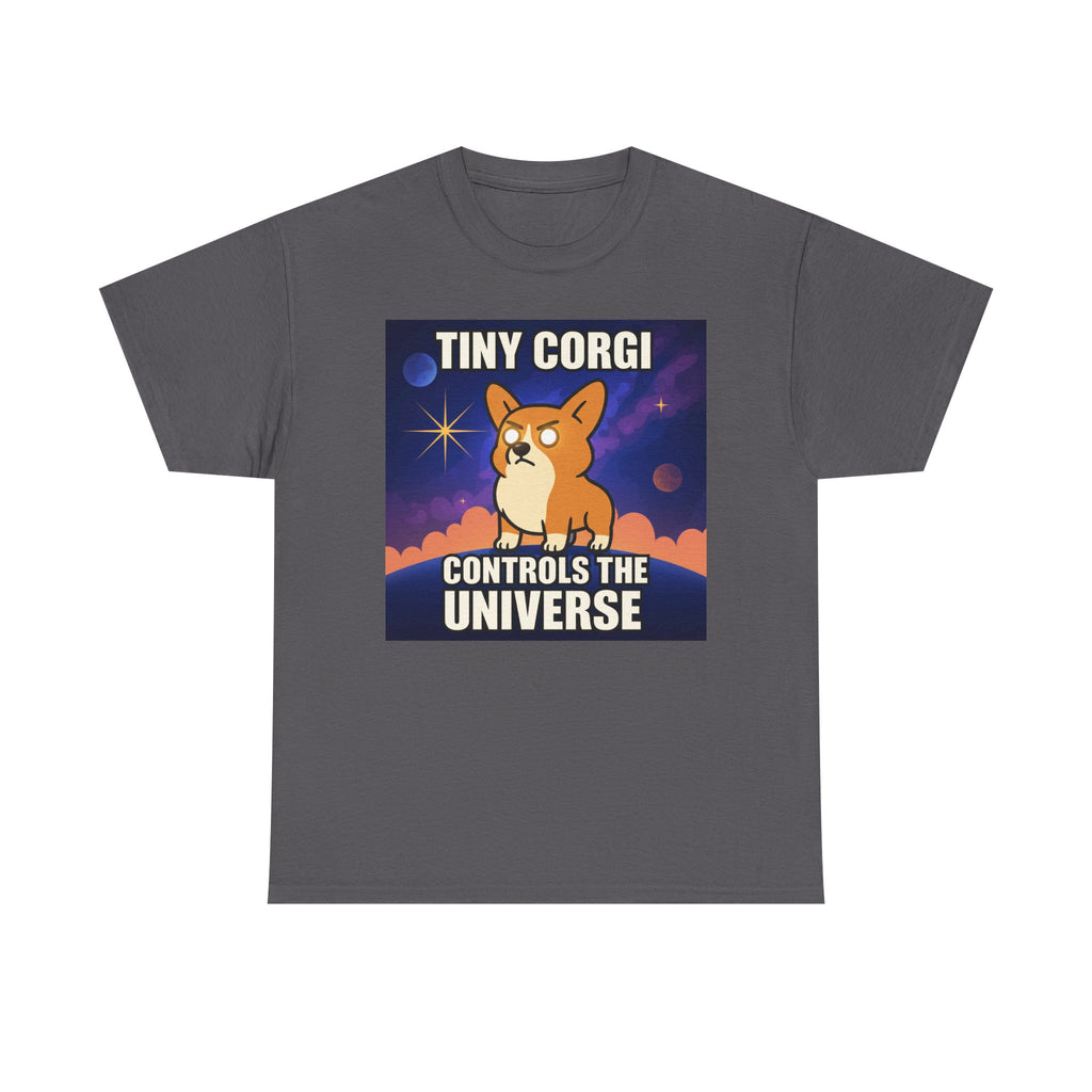 Tiny Corgi Controls the Universe Graphic Design T-Shirt