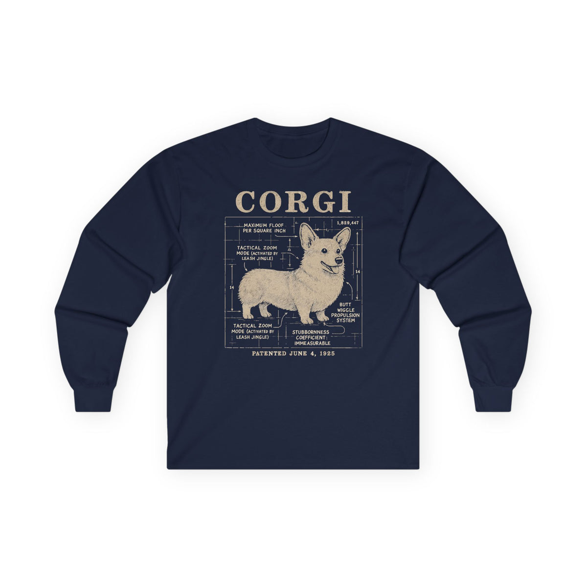 Corgi Blueprint Patented 1925 Tactical Zoom Mode Long Sleeve Tee in Navy