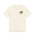 Every Walk Is An Investigation Yellow Lab Back Print Tee in Natural, front pocket