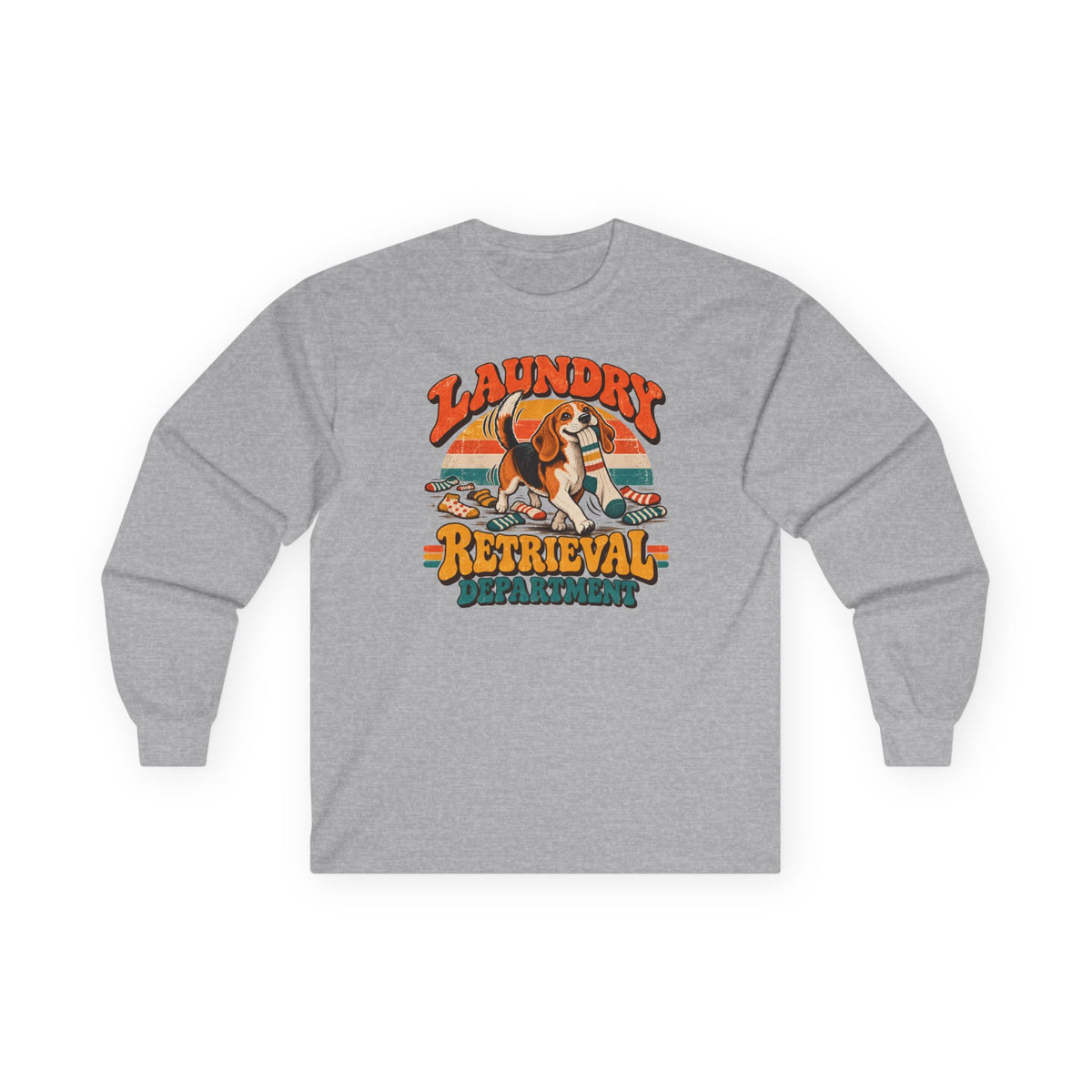 Laundry Retrieval Department Beagle Long Sleeve Tee in Sport Grey