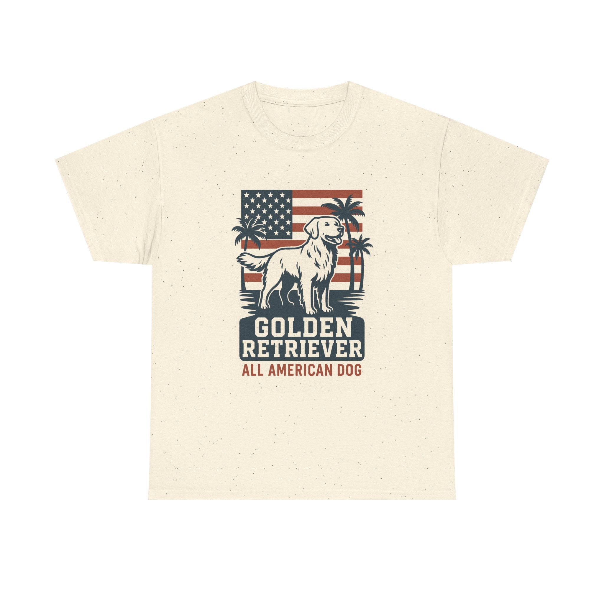 Golden Retriever All American Dog with Flag and Palms T-Shirt