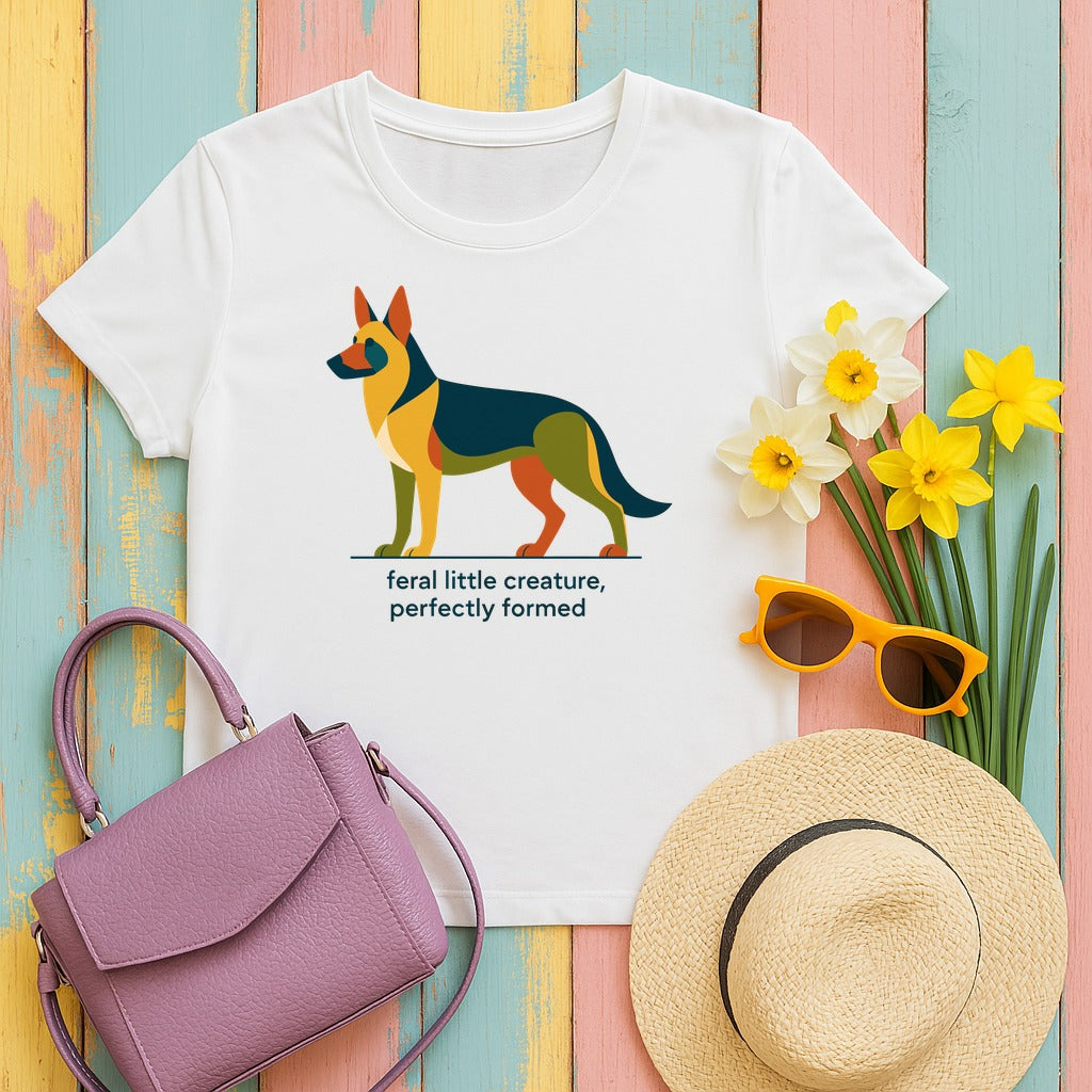 Feral Creature German Shepherd T-Shirt in White