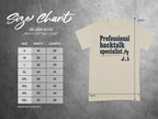 Gildan 5000 t-shirt size chart with width and length measurements.