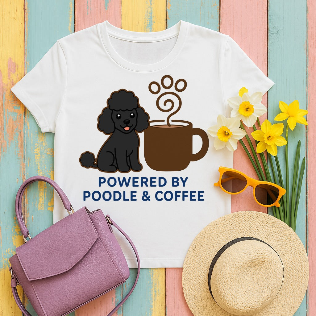 Poodle & Coffee Power T-Shirt in White