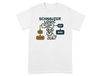 Flowchart on a white t-shirt titled "Schnauzer Logic" with a dog illustration.