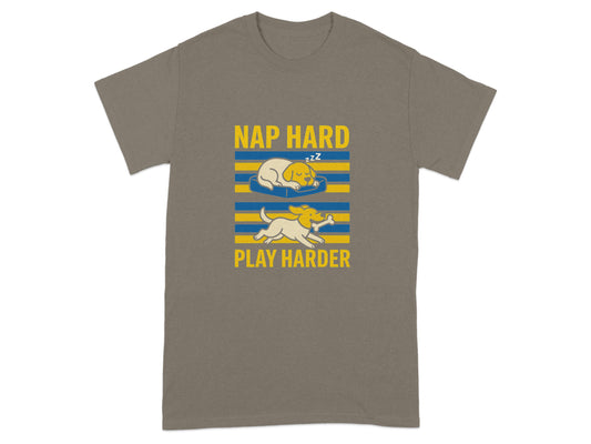 Nap Hard Play Harder Funny Dog Graphic T-Shirt product