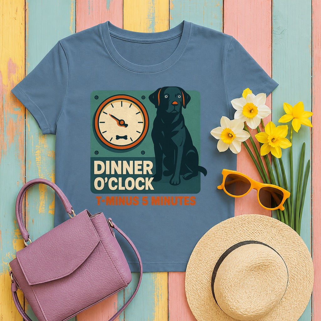 Black Lab Dinner O'Clock T-shirt in Steel Blue