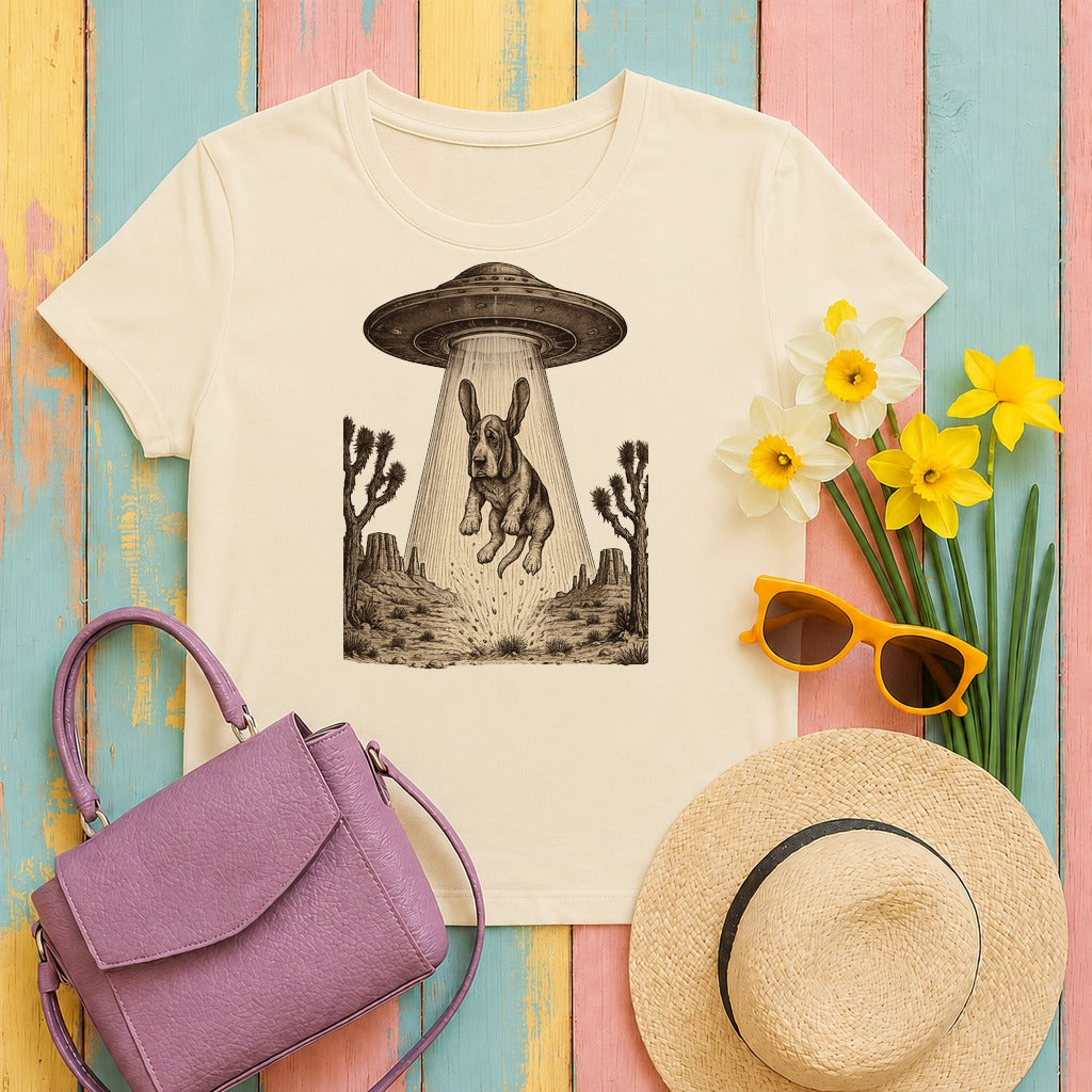 w2hero abducted-basset-hound-odyssey-t-shirt tee flat lay hero v8