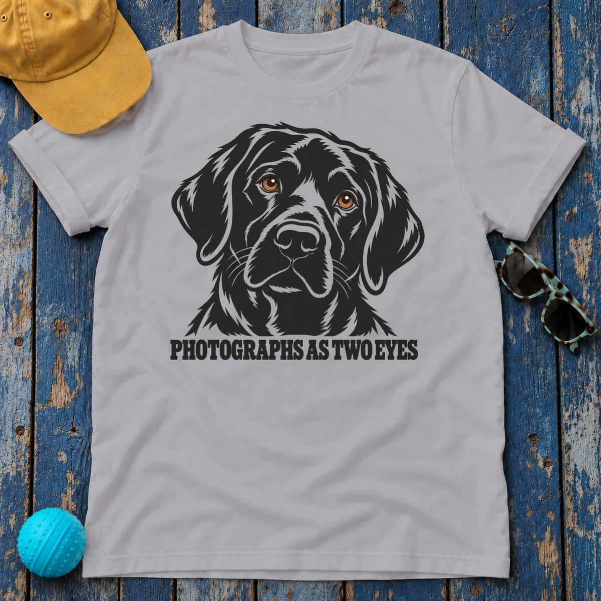 Photographs As Two Eyes Black Lab T-Shirt in Athletic Heather