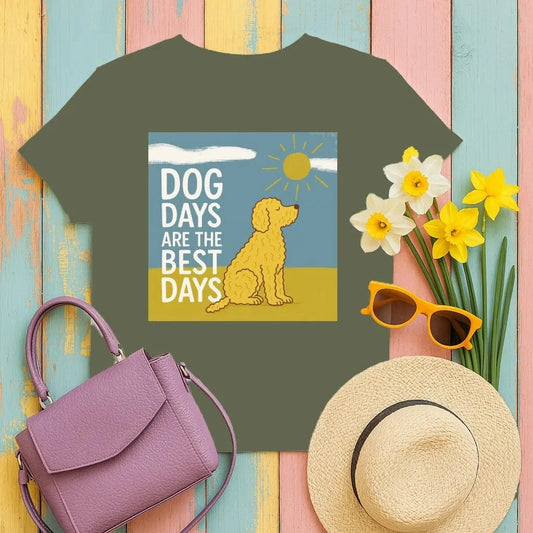 Dog Days Are The Best Days Golden Doodle Sun T-Shirt Military Green T-shirt
