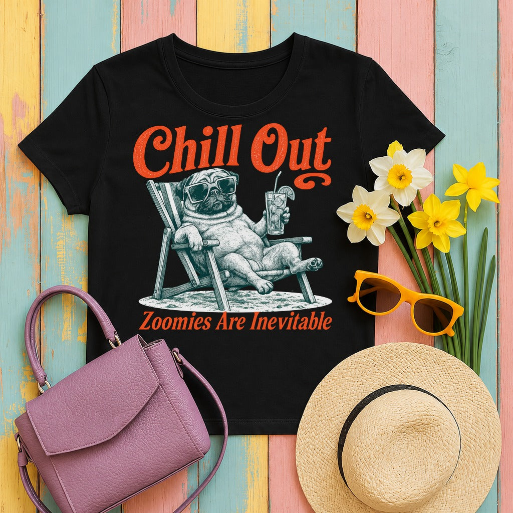migbackfill chill-out-pug-zoomies-t-shirt tee flat lay hero v8