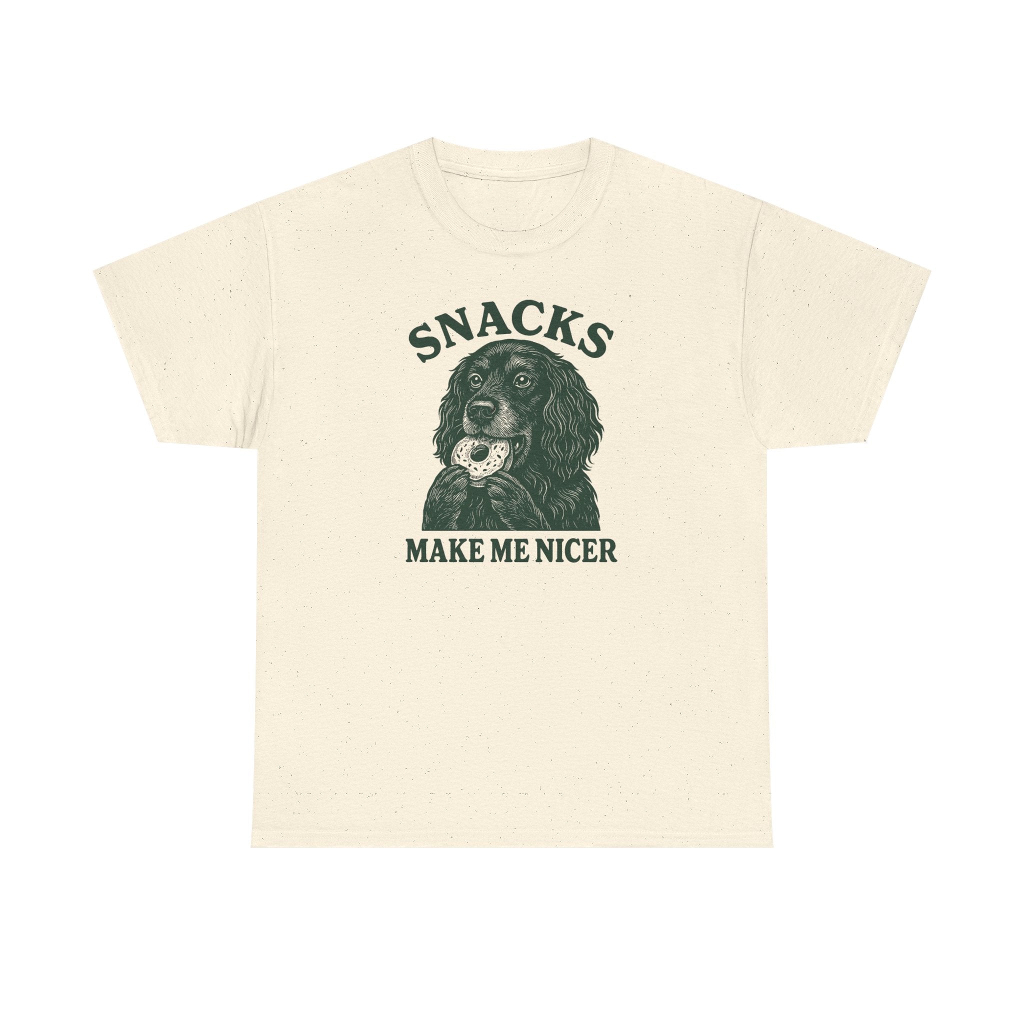 Snacks Make Me Nicer Gordon Setter with Donut Funny Foodie T-Shirt