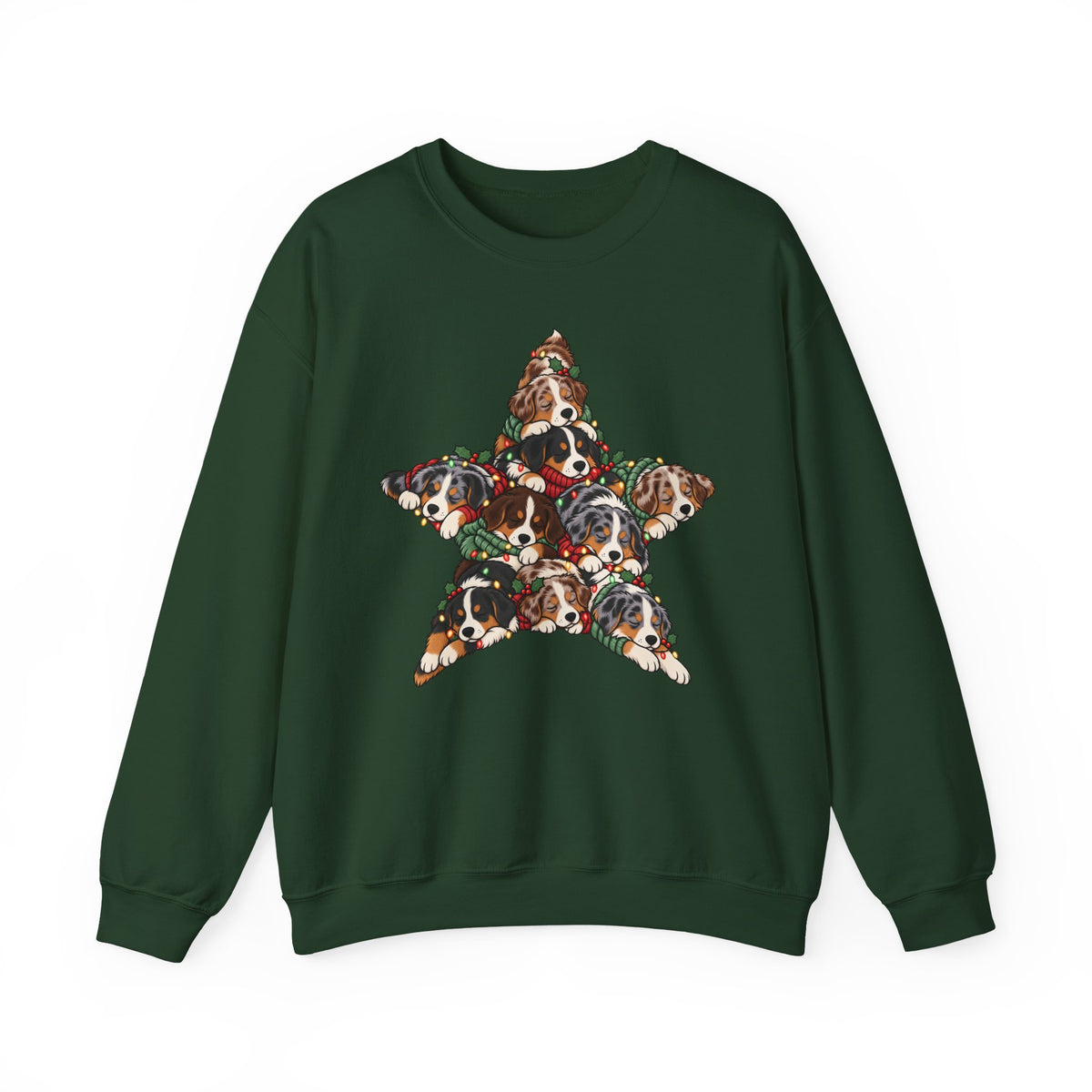 Australian Shepherd Christmas Star sweatshirt in Forest Green