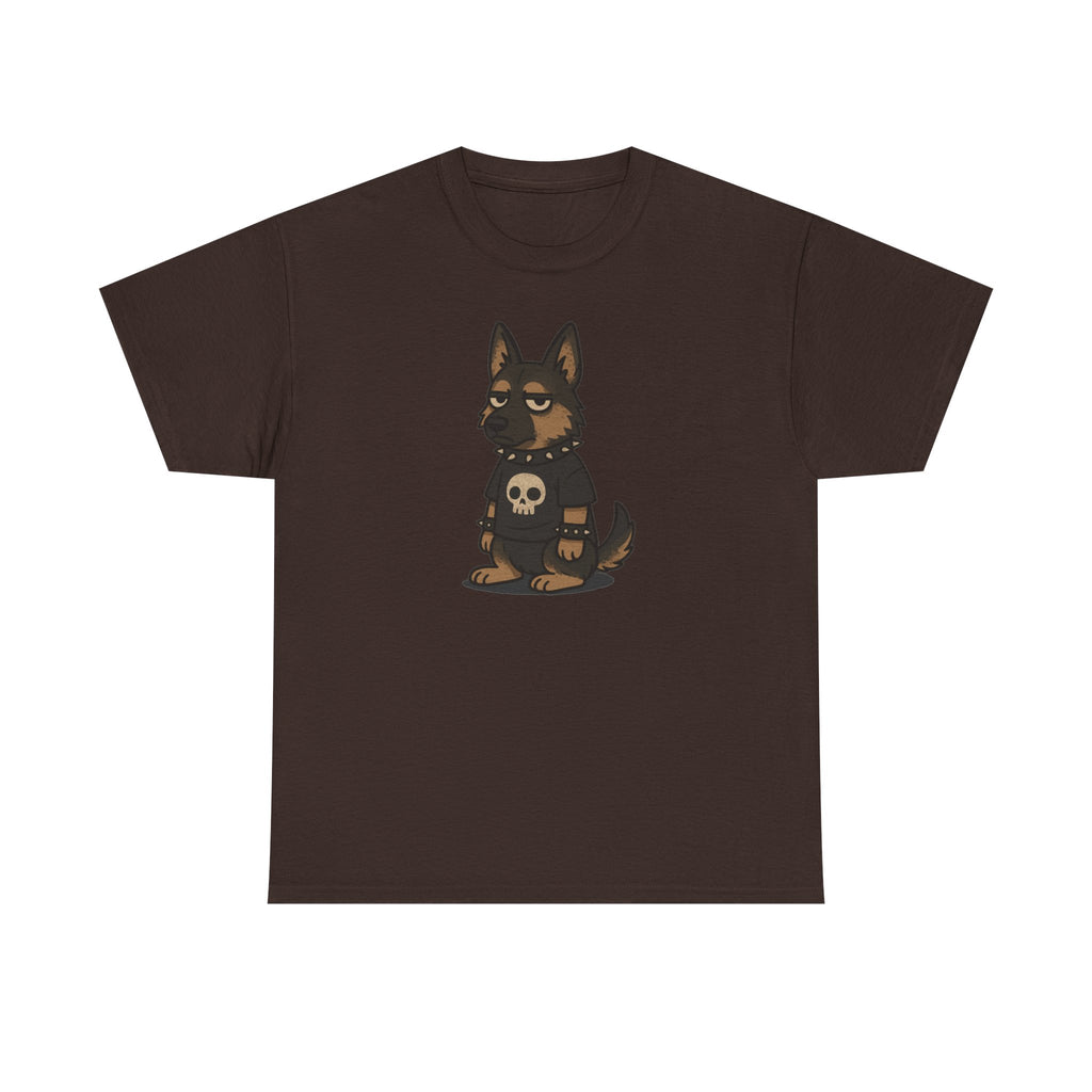 Punk Rock German Shepherd with Skull T-Shirt Design T-Shirt