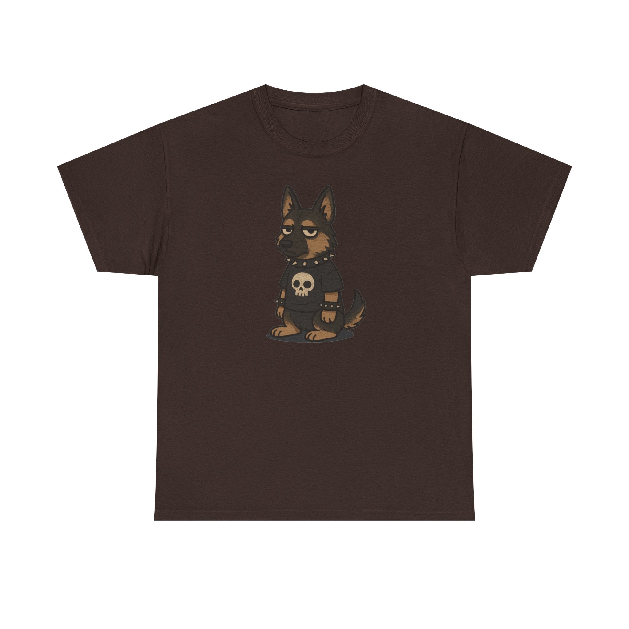 Punk Rock German Shepherd with Skull T-Shirt Design T-Shirt