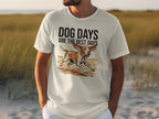 White t-shirt with "Dog Days Are The Best Days" and a dog running.