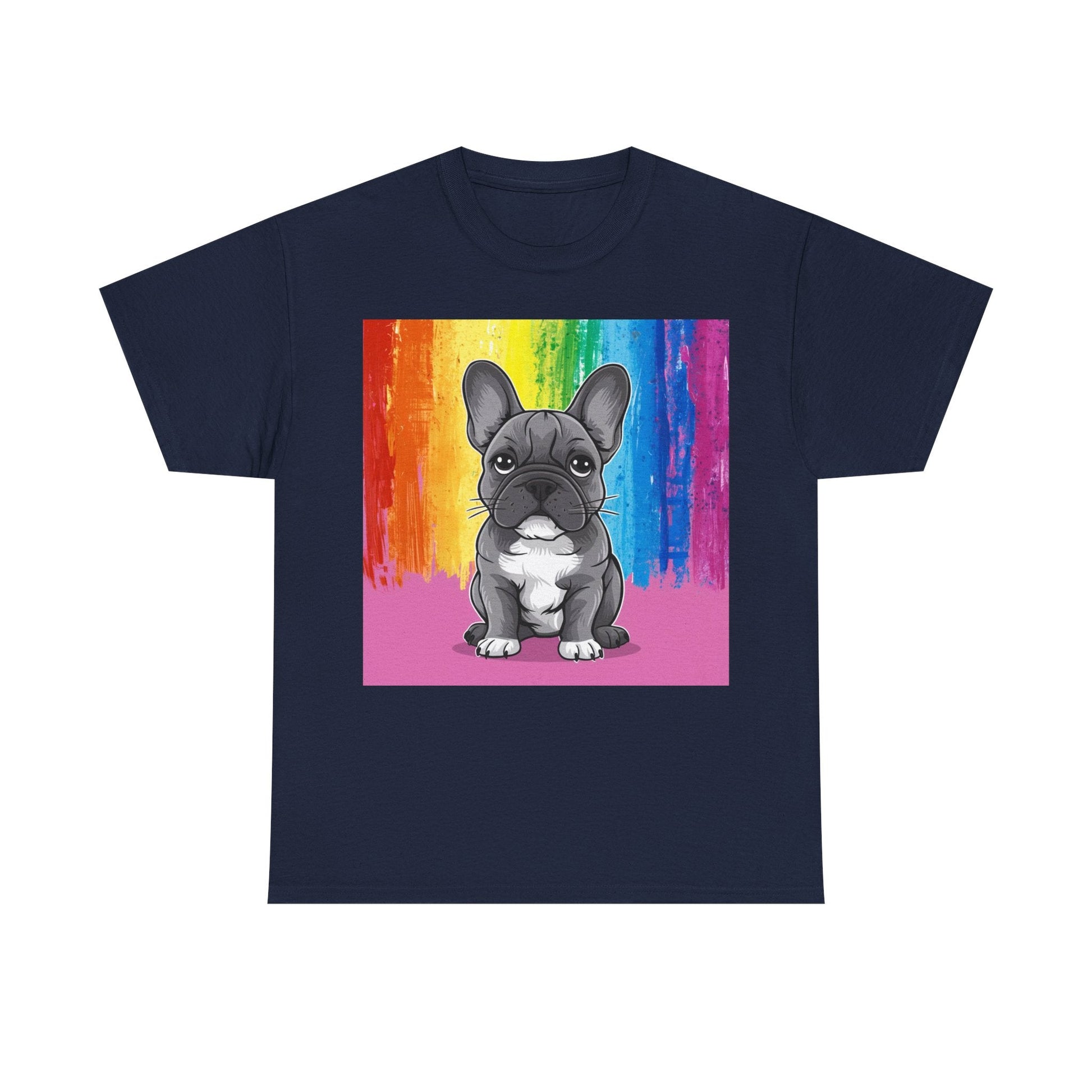 French Bulldog Rainbow Tee Navy T-Shirt