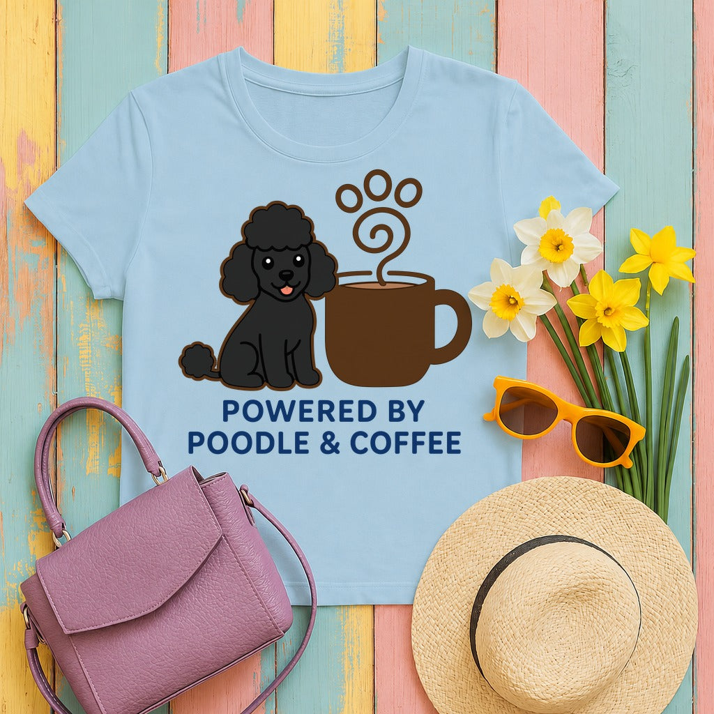 Poodle & Coffee Power T-Shirt in Light Blue