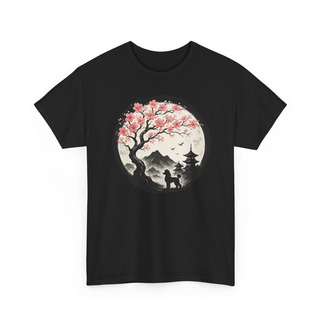 Asian Landscape With Poodle Silhouette T-Shirt