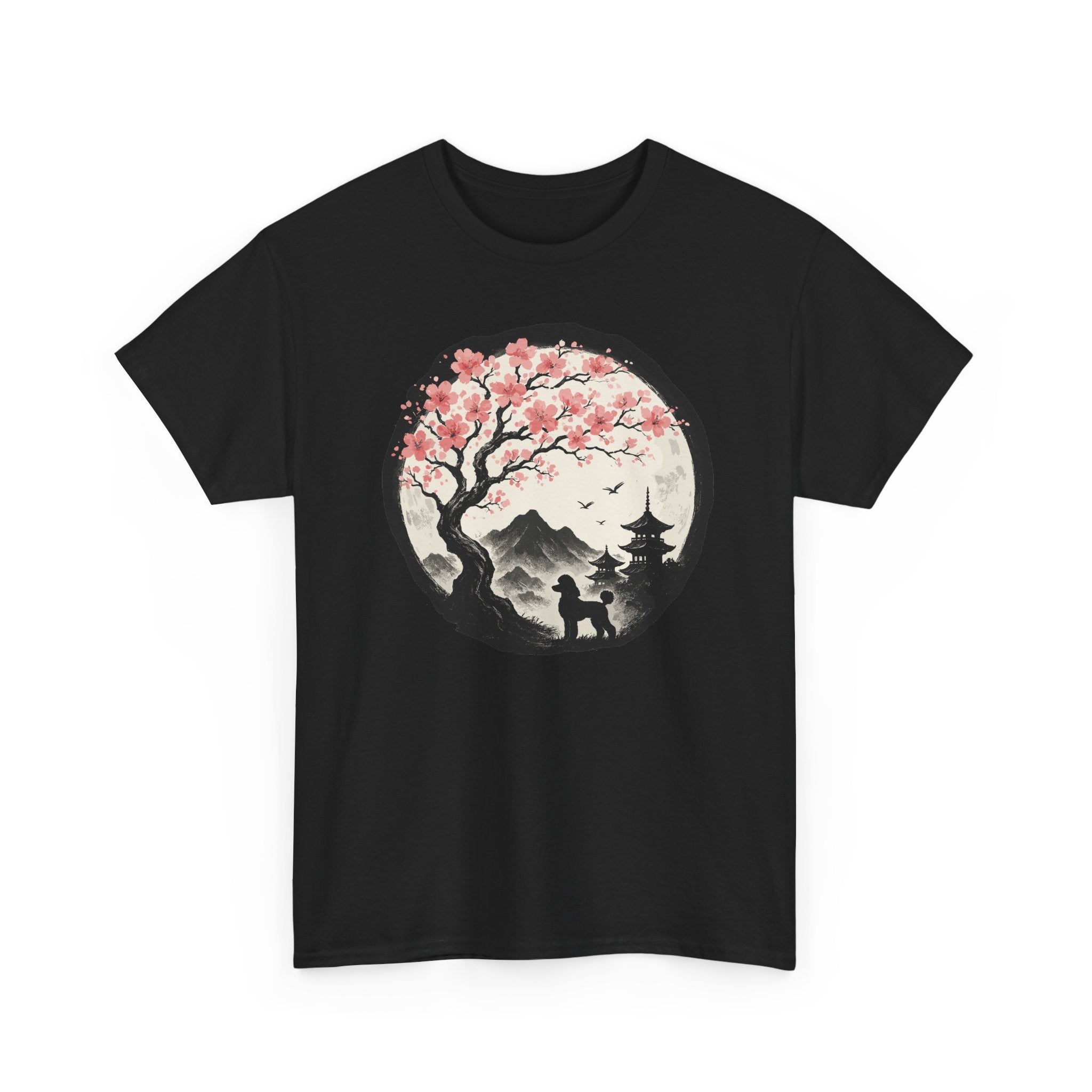 Asian Landscape With Poodle Silhouette T-Shirt