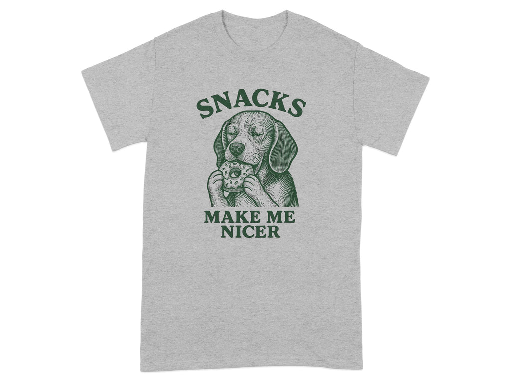 Snacks Make Me Nicer Dog T-Shirt Product