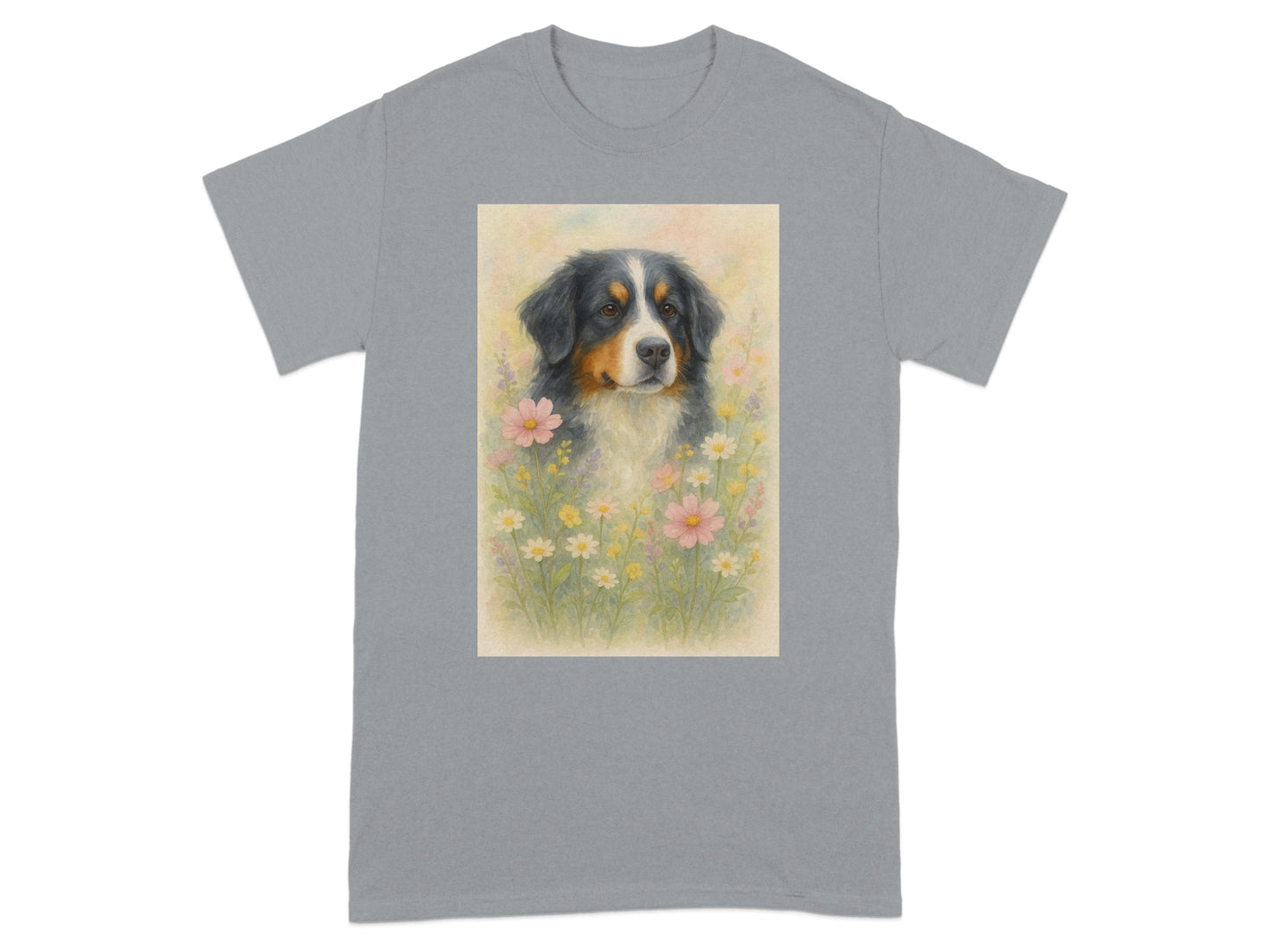 Floral Dog Art Printed Graphic T-Shirt product