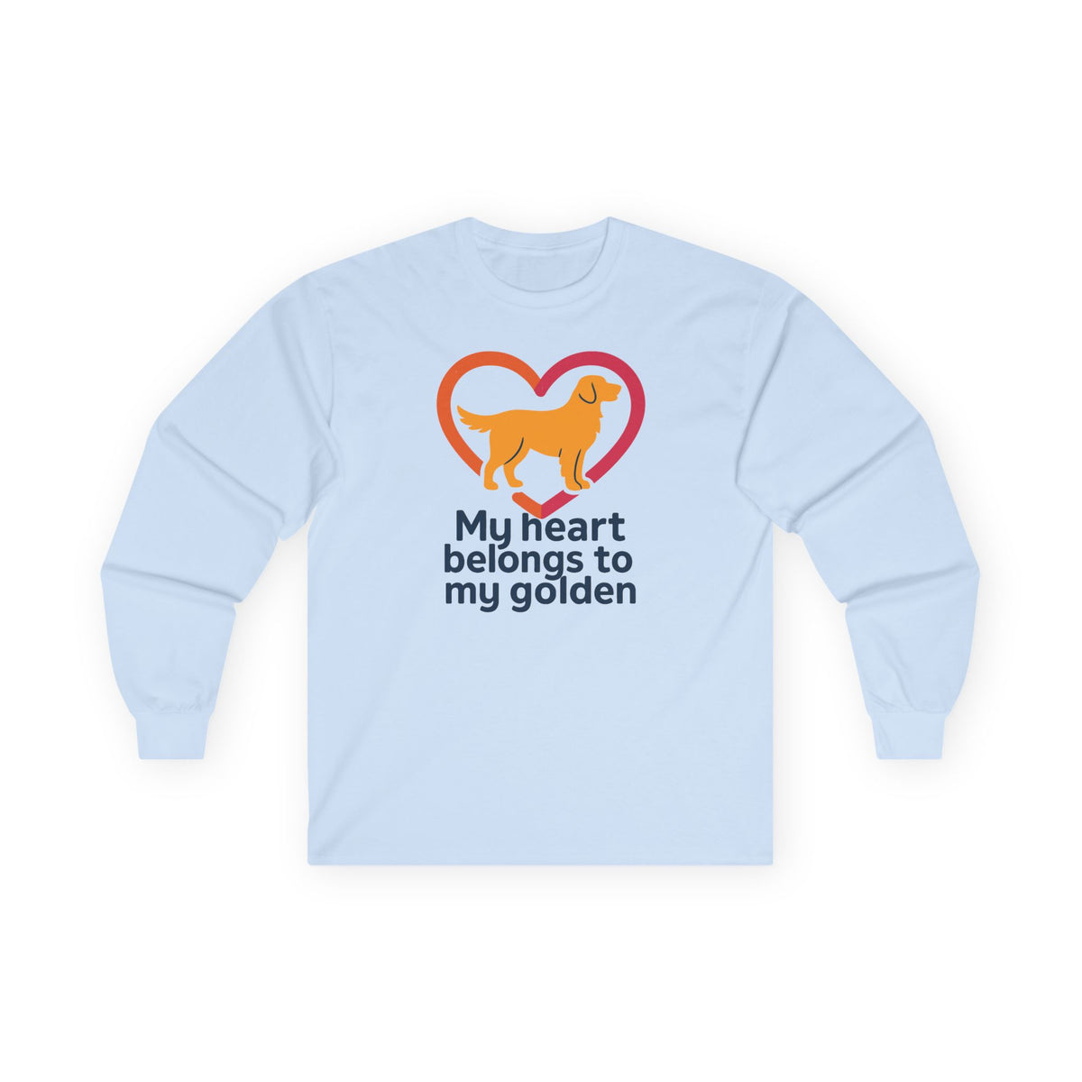 My Heart Belongs To My Golden Retriever Long Sleeve Tee in Light Blue