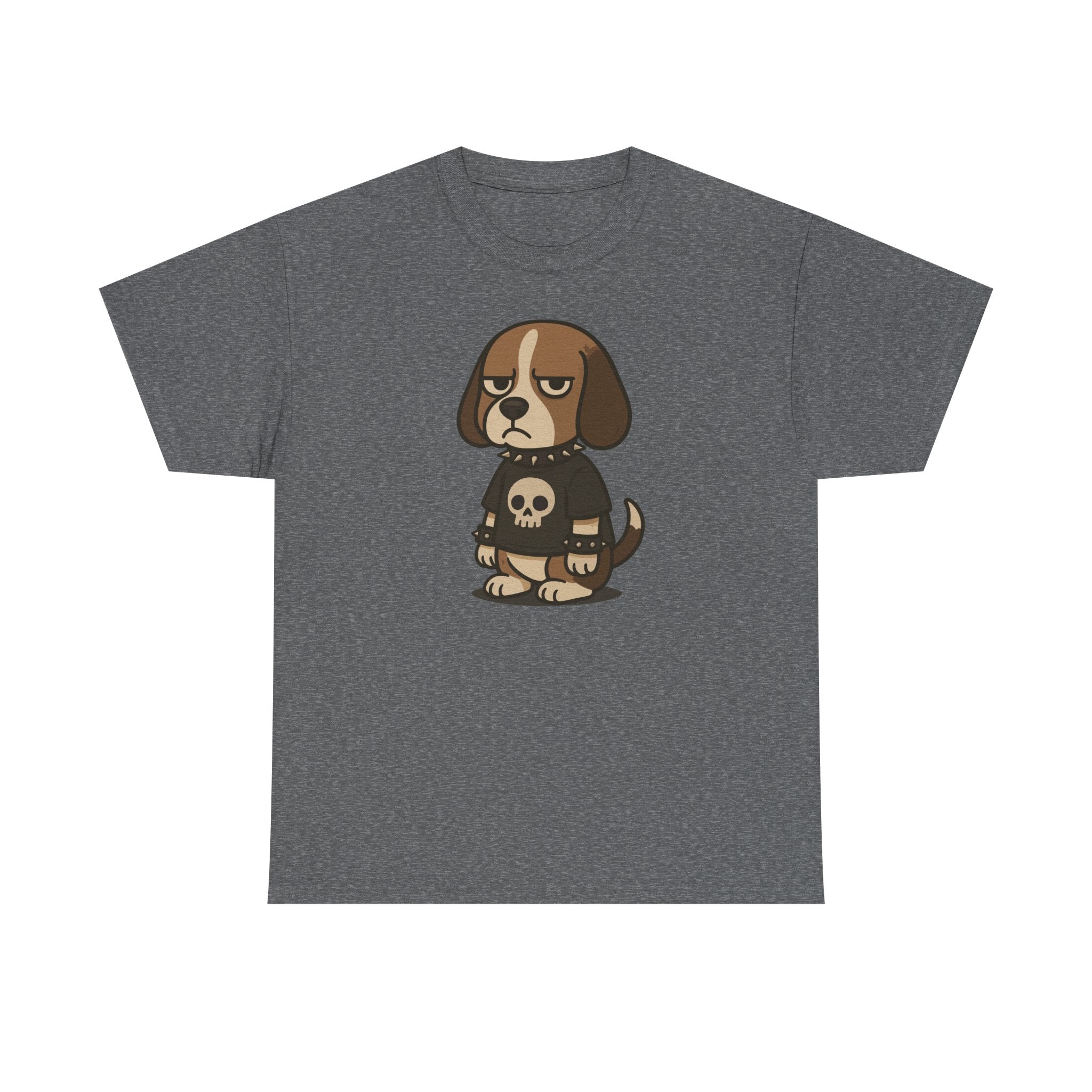 Goth Punk Beagle With Spiked Collar and Skull T-Shirt