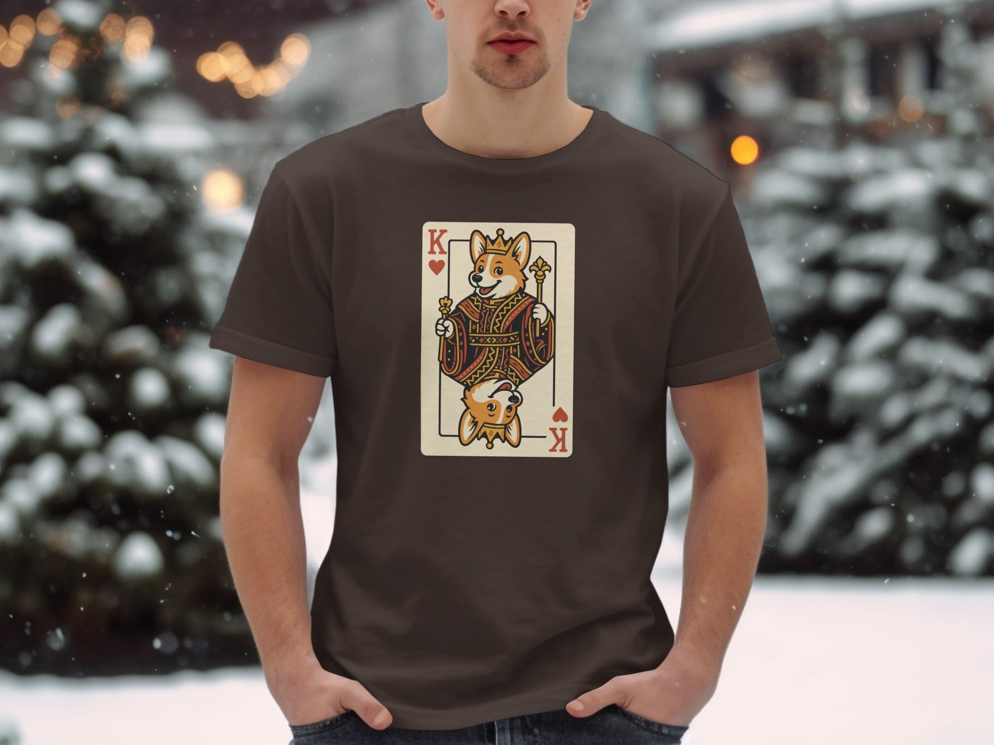 King of Corgis Snowy Outdoor Graphic T-Shirt Product