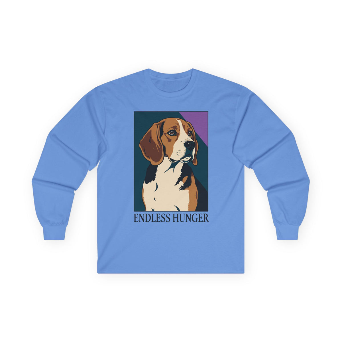 Endless Hunger Beagle Dog Graphic Trendy Animal Long Sleeve Tee in Carolina Blue