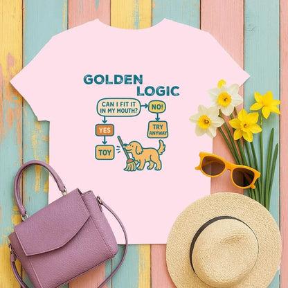 Golden Logic Can I Fit It In My Mouth Flowchart T-Shirt Light Pink T-shirt