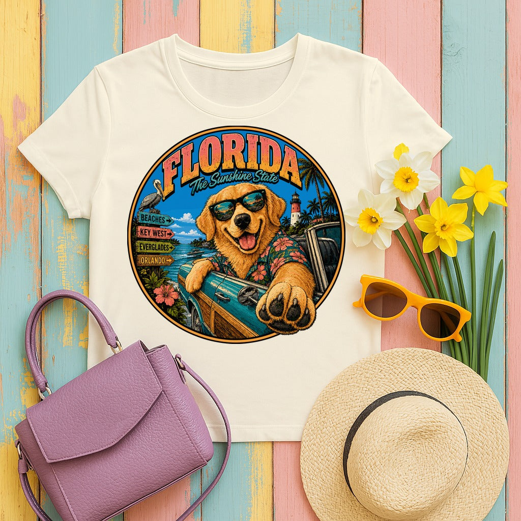 Sunshine State Golden Retriever T-Shirt in Natural