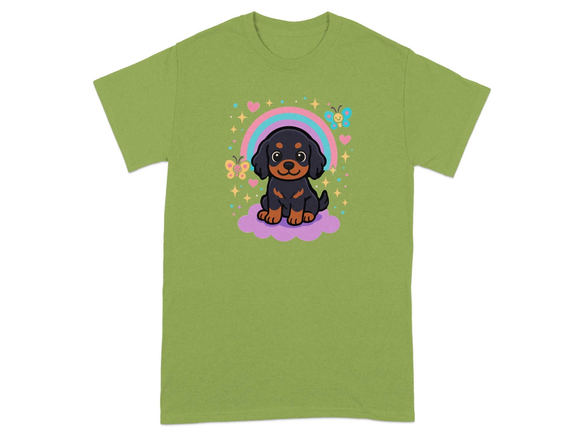Cute Rottweiler Puppy with Hearts and Butterflies T-shirt